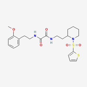 molecular formula C22H29N3O5S2 B2607655 N1-(2-甲氧基苯乙基)-N2-(2-(1-(噻吩-2-磺酰基)哌啶-2-基)乙基)草酰胺 CAS No. 887860-91-5