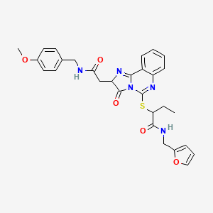 molecular formula C29H29N5O5S B2607656 N-(2-furylmethyl)-2-[(2-{2-[(4-methoxybenzyl)amino]-2-oxoethyl}-3-oxo-2,3-dihydroimidazo[1,2-c]quinazolin-5-yl)thio]butanamide CAS No. 1173781-98-0