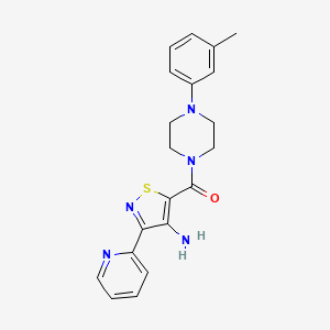 molecular formula C20H21N5OS B2607672 (4-Amino-3-(pyridin-2-yl)isothiazol-5-yl)(4-(m-tolyl)piperazin-1-yl)methanone CAS No. 1251676-86-4