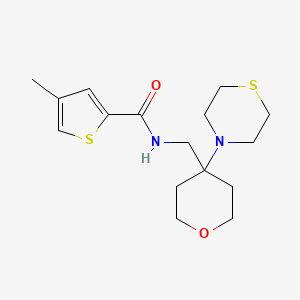 molecular formula C16H24N2O2S2 B2607674 4-Methyl-N-[(4-thiomorpholin-4-yloxan-4-yl)methyl]thiophene-2-carboxamide CAS No. 2415583-24-1
