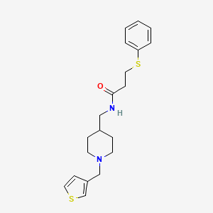 molecular formula C20H26N2OS2 B2607675 3-(苯硫基)-N-((1-(噻吩-3-基甲基)哌啶-4-基)甲基)丙酰胺 CAS No. 1235091-18-5
