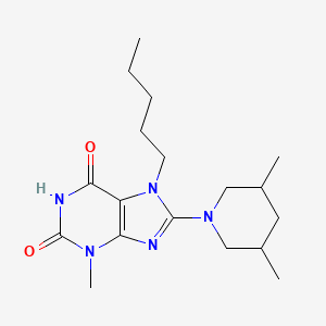 molecular formula C18H29N5O2 B2607713 8-(3,5-dimethylpiperidin-1-yl)-3-methyl-7-pentyl-1H-purine-2,6(3H,7H)-dione CAS No. 672936-17-3