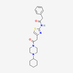 molecular formula C23H30N4O2S B2607725 N-(4-(2-(4-cyclohexylpiperazin-1-yl)-2-oxoethyl)thiazol-2-yl)-2-phenylacetamide CAS No. 1206988-21-7