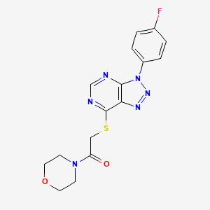 molecular formula C16H15FN6O2S B2607727 2-[3-(4-Fluorophenyl)triazolo[4,5-d]pyrimidin-7-yl]sulfanyl-1-morpholin-4-ylethanone CAS No. 863459-77-2