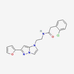 molecular formula C19H17ClN4O2 B2607728 2-(2-氯苯基)-N-(2-(6-(呋喃-2-基)-1H-咪唑并[1,2-b]吡唑-1-基)乙基)乙酰胺 CAS No. 1788676-67-4