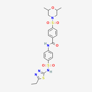 molecular formula C23H27N5O6S3 B2607733 4-((2,6-dimethylmorpholino)sulfonyl)-N-(4-(N-(5-ethyl-1,3,4-thiadiazol-2-yl)sulfamoyl)phenyl)benzamide CAS No. 314259-56-8