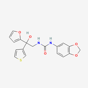 molecular formula C18H16N2O5S B2607744 1-(Benzo[d][1,3]dioxol-5-yl)-3-(2-(furan-2-yl)-2-hydroxy-2-(thiophen-3-yl)ethyl)urea CAS No. 2034633-27-5