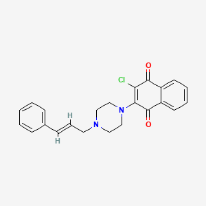 molecular formula C23H21ClN2O2 B2607745 2-Chloro-3-[4-(3-phenyl-2-propenyl)piperazino]naphthoquinone CAS No. 329080-33-3