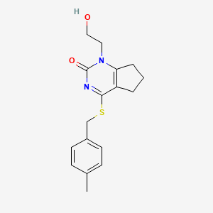 molecular formula C17H20N2O2S B2607746 1-(2-羟乙基)-4-((4-甲基苯甲基)硫代)-6,7-二氢-1H-环戊[d]嘧啶-2(5H)-酮 CAS No. 899973-52-5