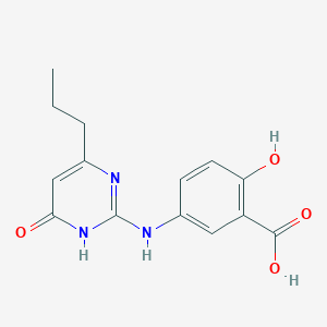 molecular formula C14H15N3O4 B2607747 2-Hydroxy-5-[(6-oxo-4-propyl-1,6-dihydropyrimidin-2-yl)amino]benzoic acid CAS No. 1417638-06-2