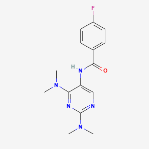 molecular formula C15H18FN5O B2607752 N-(2,4-二甲氨基嘧啶-5-基)-4-氟苯甲酰胺 CAS No. 1448077-15-3