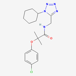 2-(4-chlorophenoxy)-N-((1-cyclohexyl-1H-tetrazol-5-yl)methyl)-2-methylpropanamide