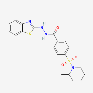 molecular formula C21H24N4O3S2 B2607760 N'-(4-methylbenzo[d]thiazol-2-yl)-4-((2-methylpiperidin-1-yl)sulfonyl)benzohydrazide CAS No. 851978-07-9