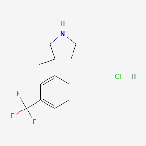 molecular formula C12H15ClF3N B2607763 3-Methyl-3-[3-(trifluoromethyl)phenyl]pyrrolidine hydrochloride CAS No. 1781945-18-3
