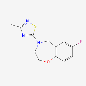 molecular formula C12H12FN3OS B2607768 7-Fluoro-4-(3-methyl-1,2,4-thiadiazol-5-yl)-2,3,4,5-tetrahydrobenzo[f][1,4]oxazepine CAS No. 2034378-05-5