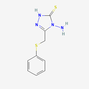 molecular formula C9H10N4S2 B2607769 4-amino-5-[(phenylsulfanyl)methyl]-4H-1,2,4-triazole-3-thiol CAS No. 178169-40-9