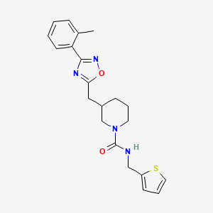molecular formula C21H24N4O2S B2607770 N-(thiophen-2-ylmethyl)-3-((3-(o-tolyl)-1,2,4-oxadiazol-5-yl)methyl)piperidine-1-carboxamide CAS No. 1706307-64-3