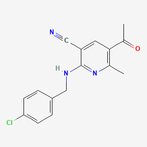 5-Acetyl-2-((4-chlorobenzyl)amino)-6-methylnicotinonitrile