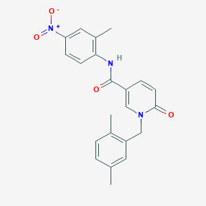 molecular formula C22H21N3O4 B2607775 1-[(2,5-二甲基苯基)甲基]-N-(2-甲基-4-硝基苯基)-6-氧代吡啶-3-甲酰胺 CAS No. 941884-83-9
