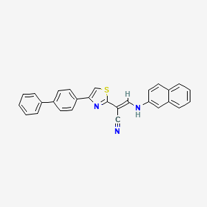 molecular formula C28H19N3S B2607779 (E)-2-(4-([1,1'-biphenyl]-4-yl)thiazol-2-yl)-3-(naphthalen-2-ylamino)acrylonitrile CAS No. 477187-81-8