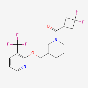 molecular formula C17H19F5N2O2 B2607793 2-{[1-(3,3-Difluorocyclobutanecarbonyl)piperidin-3-yl]methoxy}-3-(trifluoromethyl)pyridine CAS No. 2380061-85-6