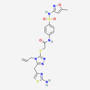 molecular formula C21H22N8O4S3 B2607796 2-((4-allyl-5-((2-aminothiazol-4-yl)methyl)-4H-1,2,4-triazol-3-yl)thio)-N-(4-(N-(5-methylisoxazol-3-yl)sulfamoyl)phenyl)acetamide CAS No. 690642-88-7