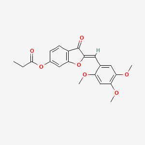 molecular formula C21H20O7 B2607802 (Z)-3-oxo-2-(2,4,5-trimethoxybenzylidene)-2,3-dihydrobenzofuran-6-yl propionate CAS No. 622358-73-0