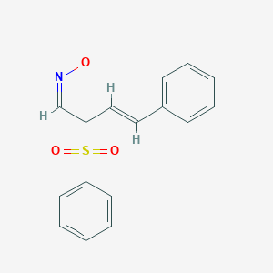 4-phenyl-2-(phenylsulfonyl)-3-butenal O-methyloxime