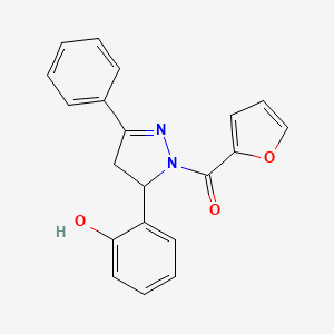 molecular formula C20H16N2O3 B2607810 2-[1-(呋喃-2-羰基)-3-苯基-4,5-二氢-1H-吡唑-5-基]苯酚 CAS No. 364737-73-5