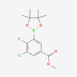 molecular formula C14H17BClFO4 B2607811 Methyl 3-chloro-4-fluoro-5-(4,4,5,5-tetramethyl-1,3,2-dioxaborolan-2-yl)benzoate CAS No. 2096332-12-4
