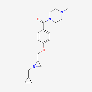 molecular formula C19H27N3O2 B2607816 [4-[[1-(Cyclopropylmethyl)aziridin-2-yl]methoxy]phenyl]-(4-methylpiperazin-1-yl)methanone CAS No. 2418673-00-2