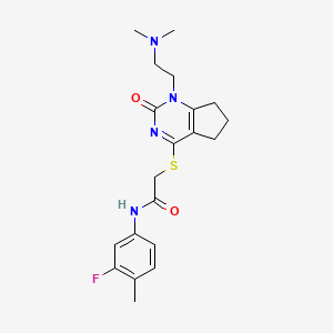 2-((1-(2-(dimethylamino)ethyl)-2-oxo-2,5,6,7-tetrahydro-1H-cyclopenta[d]pyrimidin-4-yl)thio)-N-(3-fluoro-4-methylphenyl)acetamide