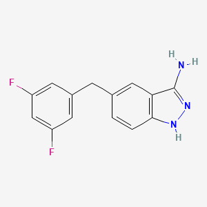 molecular formula C14H11F2N3 B2607825 5-(3,5-二氟苄基)-1H-吲唑-3-胺 CAS No. 1108745-30-7