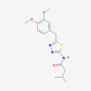 molecular formula C16H21N3O3S B260783 N-[5-(3,4-dimethoxybenzyl)-1,3,4-thiadiazol-2-yl]-3-methylbutanamide 