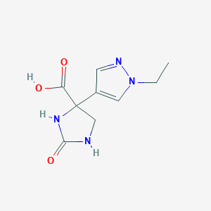 molecular formula C9H12N4O3 B2607833 4-(1-Ethylpyrazol-4-yl)-2-oxoimidazolidine-4-carboxylic acid CAS No. 2248394-27-4