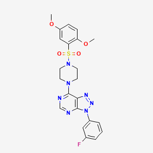 molecular formula C22H22FN7O4S B2607843 7-(4-((2,5-dimethoxyphenyl)sulfonyl)piperazin-1-yl)-3-(3-fluorophenyl)-3H-[1,2,3]triazolo[4,5-d]pyrimidine CAS No. 920392-08-1