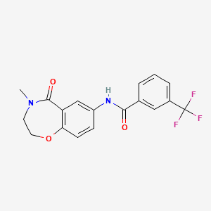molecular formula C18H15F3N2O3 B2607844 N-(4-甲基-5-氧代-2,3,4,5-四氢苯并[f][1,4]恶杂环-7-基)-3-(三氟甲基)苯甲酰胺 CAS No. 922000-63-3