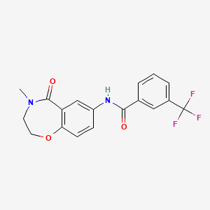 molecular formula C18H15F3N2O3 B2607844 N-(4-methyl-5-oxo-2,3,4,5-tetrahydro-1,4-benzoxazepin-7-yl)-3-(trifluoromethyl)benzamide CAS No. 922000-63-3