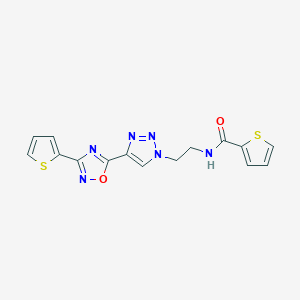 molecular formula C15H12N6O2S2 B2607849 N-(2-(4-(3-(thiophen-2-yl)-1,2,4-oxadiazol-5-yl)-1H-1,2,3-triazol-1-yl)ethyl)thiophene-2-carboxamide CAS No. 2034535-48-1