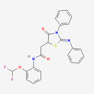 molecular formula C24H19F2N3O3S B2607851 (Z)-N-(2-(difluoromethoxy)phenyl)-2-(4-oxo-3-phenyl-2-(phenylimino)thiazolidin-5-yl)acetamide CAS No. 367908-38-1