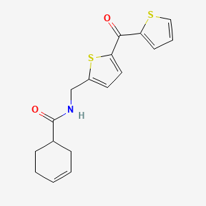 molecular formula C17H17NO2S2 B2607860 N-((5-(thiophene-2-carbonyl)thiophen-2-yl)methyl)cyclohex-3-enecarboxamide CAS No. 1421484-42-5