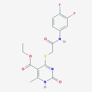 molecular formula C16H15F2N3O4S B2607862 ethyl 4-[2-(3,4-difluoroanilino)-2-oxoethyl]sulfanyl-6-methyl-2-oxo-1H-pyrimidine-5-carboxylate CAS No. 946332-69-0
