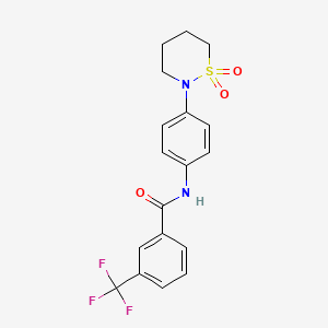 molecular formula C18H17F3N2O3S B2607865 N-[4-(1,1-dioxo-1lambda6,2-thiazinan-2-yl)phenyl]-3-(trifluoromethyl)benzamide CAS No. 899979-62-5