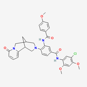 molecular formula C34H33ClN4O6 B2607866 N-(5-chloro-2,4-dimethoxyphenyl)-3-(4-methoxybenzamido)-4-(8-oxo-5,6-dihydro-1H-1,5-methanopyrido[1,2-a][1,5]diazocin-3(2H,4H,8H)-yl)benzamide CAS No. 441046-87-3