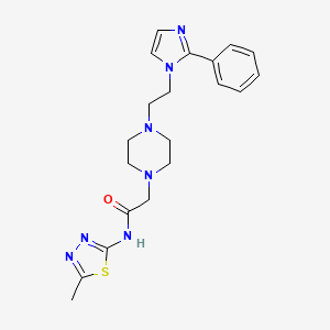 N-(5-methyl-1,3,4-thiadiazol-2-yl)-2-(4-(2-(2-phenyl-1H-imidazol-1-yl)ethyl)piperazin-1-yl)acetamide
