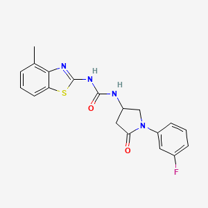 molecular formula C19H17FN4O2S B2607869 1-(1-(3-Fluorophenyl)-5-oxopyrrolidin-3-yl)-3-(4-methylbenzo[d]thiazol-2-yl)urea CAS No. 891105-34-3