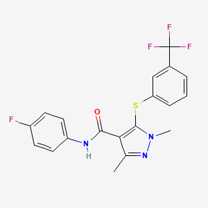 N-(4-fluorophenyl)-1,3-dimethyl-5-{[3-(trifluoromethyl)phenyl]sulfanyl}-1H-pyrazole-4-carboxamide