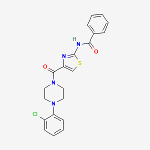 molecular formula C21H19ClN4O2S B2607889 N-(4-(4-(2-chlorophenyl)piperazine-1-carbonyl)thiazol-2-yl)benzamide CAS No. 941990-27-8