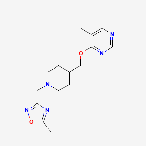 molecular formula C16H23N5O2 B2607904 3-[[4-[(5,6-Dimethylpyrimidin-4-yl)oxymethyl]piperidin-1-yl]methyl]-5-methyl-1,2,4-oxadiazole CAS No. 2380009-12-9