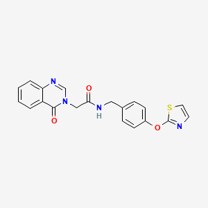 molecular formula C20H16N4O3S B2607905 2-(4-oxoquinazolin-3(4H)-yl)-N-(4-(thiazol-2-yloxy)benzyl)acetamide CAS No. 2034378-42-0